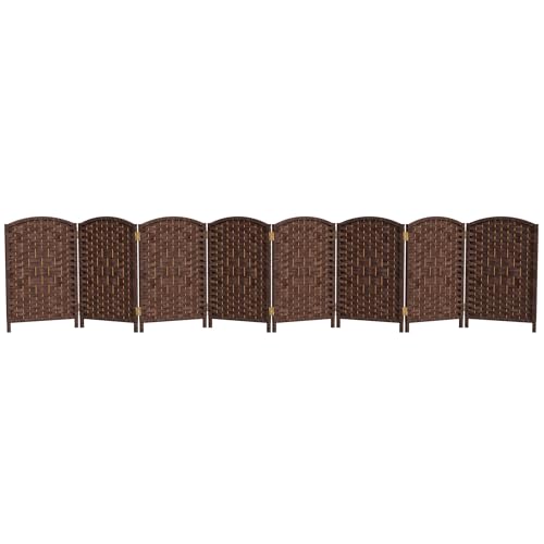 Red Lantern 2 ft. Short Diamond Weave Fiber Folding Screen - Dark Mocha - 8 Panel - color: Dark Mocha, size: 8 Panel