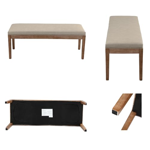 PU Leather Dining Bench Upholstered Entryway Bench Farmhouse Shoe Bench Seat Ottoman for Hallway Living Room Bedroom End of Bed Dining Room Kitchen, 45.5" Long, Gray - color: Pu Leather, Gray