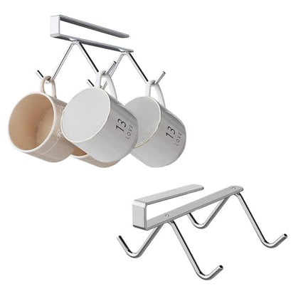 Stainless Steel Cabinet Hook Mug Holder Hanging Coffee Cup Rack for Kitchen Under Cabinets Hangers Organizer Utensil (Small 2 Pack) - size: Small 2 Pack