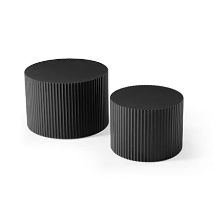 JUSTONE 2-Piece Nesting Coffee Tables Set - Modern Drum End Tables for Small Spaces, Black Round Accent Furniture for Living Room & Apartments (15.75" H) - color: 23.62'' Set of 2 Round - Black