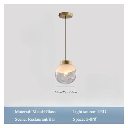 Chandelier, Small Pendant Light Nordic Designer Restaurant bar Dining Room All Copper Glass Bedroom headboard(White,D20cm) - size: D20cm, style: White