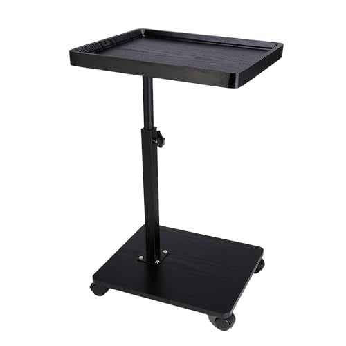 YYW Adjustable C-Shaped End Table with Removable Wheels & 360° Swivel | Height Adjustable 17.7"-31.5", Convertible Base, Minimalist Solid Colors, Perfect For Sofa Or Bedside - color: Black