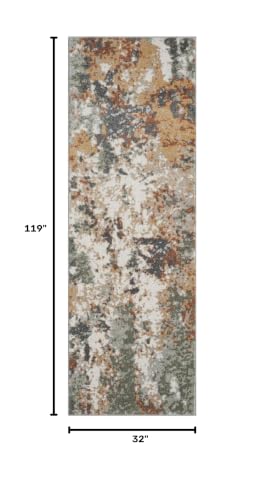 Keen Home Design Runner Rugs - 32"x119" Non-Shedding, Thick Pile Abstract Rugs for Kitchen, Living Room, Bedroom, Dining Room, Entryway - Size: 2'8" x 9'11", Skies Green - color: Skies Green, size: 2'8" x 9'11" (Runner)