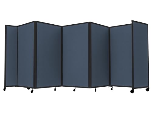 Versare Room Divider 360 Portable Wall Partition | Folding Panels | Large Freestanding Divider | Locking Wheels | Temporary Room Separator - color: Ocean, size: 14' Wide x 4' Tall