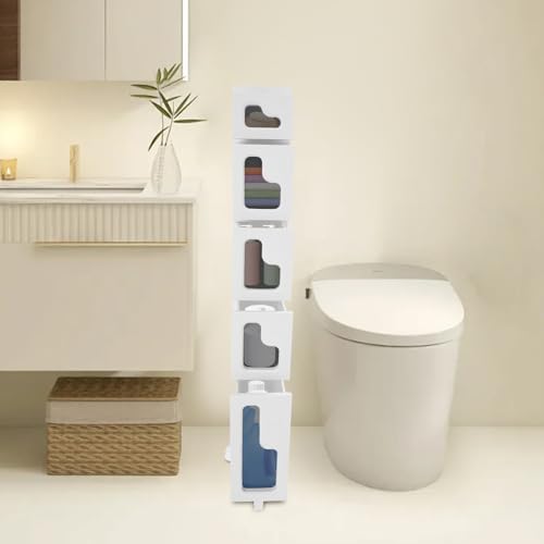 5 Tiers Slim Bathroom Storage Cabinet, 15.7" L X 6.3" W X 46.5" H Slim Rolling Cart, 66.14 Lbs Load-Bearing Capacity Narrow Storage Cabinet for Living Room, Kitchen, Bathroom, Office - size: 15.7" L X 6.3" W X 46.5" H