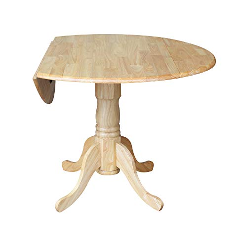 IC International Concepts 42" Solid Wood Drop Leaf Pedestal Dining Table - color: Natural