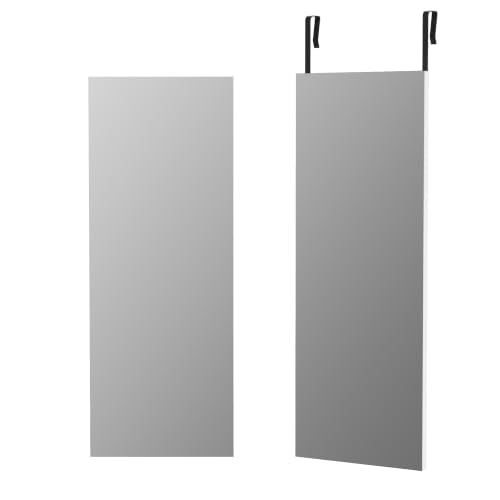 Full Length Mirror 47"x16", Door Mirror Over the Door Hanging or Wall Mounted, Full Body Shatterproof Mirrors with Aluminum Alloy Frame, for Bedroom, Living Room, Cloakroom, White