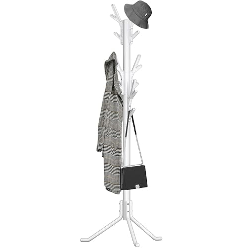 Simple Houseware Standing Coat/Hat Hanger Tree Shaped Rack, 18 Hooks, White | For Entryway, Bedroom, and Hallway - color: White