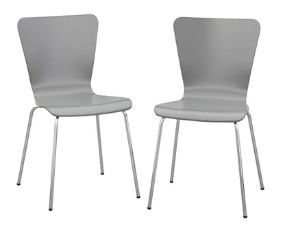 Pisa Modern Bentwood Stackable Dining Chairs Set of 2, Scratch-Resistant, Retro Hourglass Design, Chrome Metal Legs, Unique Kitchen and Dining Room Furniture, Charcoal - color: Charcoal