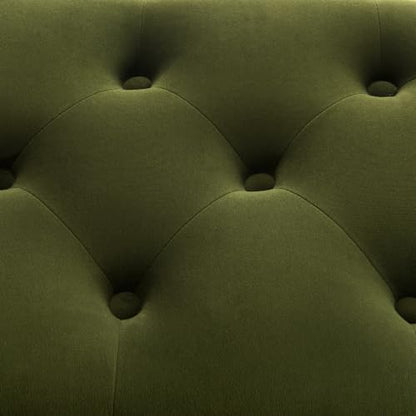 Zihanhome Velvet Storage Ottoman Bench, Button Tufted Ottoman with Hidden Storage, Upholstered Foot Rest Stool with Solid Wood Legs for Living Room, Bedroom, Entryway & Small Spaces (Olive Green) - color: Velvet-olive Green