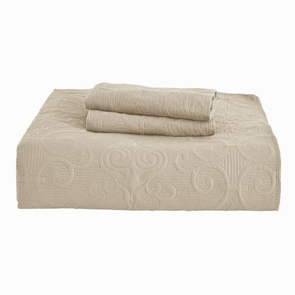 CHIXIN Quilt King Size - Damask Paisley Bedspread Coverlet Set - Classic & Gorgeous Style Bedding Cover, Ultrasonic Quilting, Reversible, Lightweight, 4 Piece, Taupe - color: 2- Taupe, size: King(106"x92")