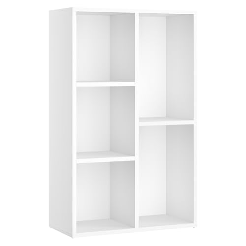 VASAGLE Bookcase Cube Shelf with 5 Compartments, 9.4 x 19.7 x 31.6 Inches | Bookshelf storage shelf, Cloud White, CUSTOS Collection, ULBC25WT - color: Cloud White, size: 5 Cubes (9.4"D x 31.6"H), style: 1 Pack