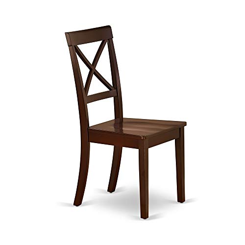 East West Furniture DLBO5-MAH-W 5 Piece Dining Room Table Set Includes a Round Dining Table with Dropleaf and 4 Wood Seat Chairs, 42x42 Inch, Mahogany - color: Mahogany, size: Table + 4 Chairs