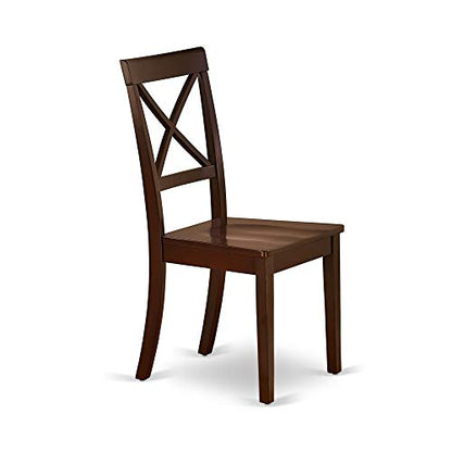 East West Furniture DLBO5-MAH-W 5 Piece Dining Room Table Set Includes a Round Dining Table with Dropleaf and 4 Wood Seat Chairs, 42x42 Inch, Mahogany - color: Mahogany, size: Table + 4 Chairs