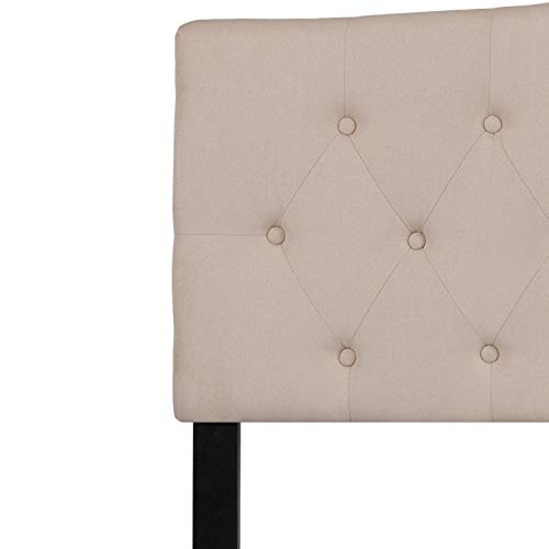 Emma + Oliver Beige King Tufted Headboard | Adjustable Bed Rail Slots, Fabric Upholstered - color: Beige, size: King