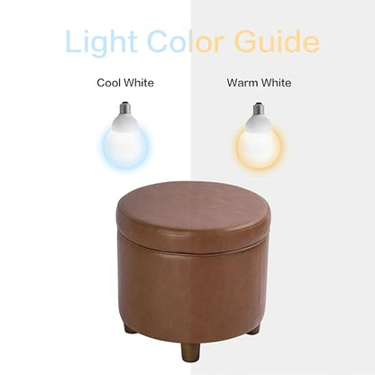 HomePop 19" Round Storage Ottoman - Chestnut Brown Faux Leather - color: Chestnut Brown Faux Leather