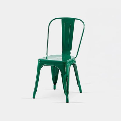 AC Pacific 18 Inch Seat Height Industrial Metal Dining Chairs, Stackable Kitchen or Bar Seat, Durable Modern Design, Versatile Accent Furniture, Set of 2, Green - color: Green, size: Set of 2