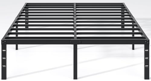 NEW JETO Metal Bed Frame,King Size Bed Frame with Storage Space,18 Inch | Heavy Duty Sturdy Mattress Foundation,Easy Assembly,No Box Spring Needed, Black - size: King, style: 18 Inch