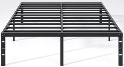 NEW JETO Metal Bed Frame,King Size Bed Frame with Storage Space,18 Inch | Heavy Duty Sturdy Mattress Foundation,Easy Assembly,No Box Spring Needed, Black - size: King, style: 18 Inch