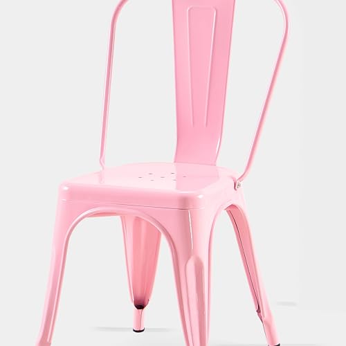 AC Pacific 18 Inch Seat Height Industrial Metal Dining Chairs, Stackable Kitchen or Bar Seat, Durable Modern Design, Versatile Accent Furniture, Set of 2, Pink - color: Pink, size: Set of 2