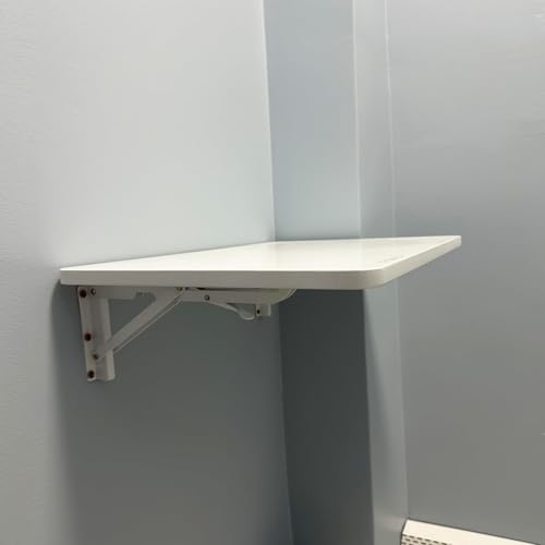 Wall Mounted Folding Table,White Floating Desk for Small Spaces,Stainless Steel Bracket Laundry Folding Table,Wall Folding Desk,Home Bars and Dining Establishments（80x50cm/31.5"x19.7" - color: White, size: 31.5 x 19.7 inches