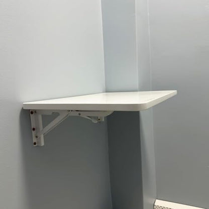 Wall Mounted Folding Table,White Floating Desk for Small Spaces,Stainless Steel Bracket Laundry Folding Table,Wall Folding Desk,Home Bars and Dining Establishments（80x50cm/31.5"x19.7" - color: White, size: 31.5 x 19.7 inches
