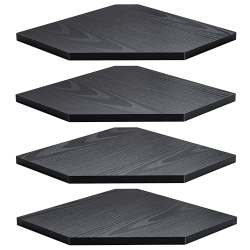 Fun Memories Corner Shelf Wall Mount, Floating Corner Shelves, Set of 4 Corner Wall Shelf Organizer, Rustic Wood Wall Storage Display Shelves for Living Room Bedroom Bathroom Kitchen, Classic Black - color: Black, size: 10.5" x 10.5", Set of 4