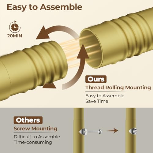 HYSEYY Double Rods Clothes Rack, Sturdy Rolling Clothing Rack, Portable Clothing Racks for Hanging Clothes - Metal Garment Rack Wardrobe Coat Rack for Bedroom Laundry Living Room, Gold - color: Gold
