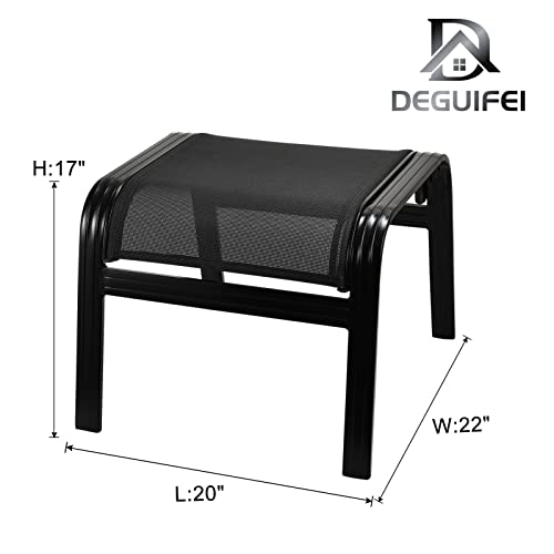 Patio Footstools Outdoor Foot Rest Aluminum Ottomans Portable Seat Wicker Furniture Stackable Ottoman 2 Pieces Black - color: 2 Pieces-black