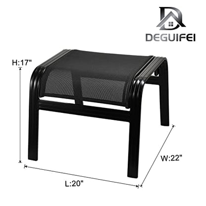 Patio Footstools Outdoor Foot Rest Aluminum Ottomans Portable Seat Wicker Furniture Stackable Ottoman 2 Pieces Black - color: 2 Pieces-black