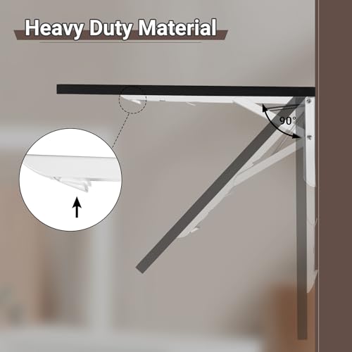 Neoaider Wall Mounted Folding Table 47.2”L x 19.7”W, Black | Laundry Folding Table with Heavy Duty Metal Collapsible Shelf Brackets, Wall Mounted Desk Fold Down for Small Spaces - color: Black, size: 47.2" x 19.7"