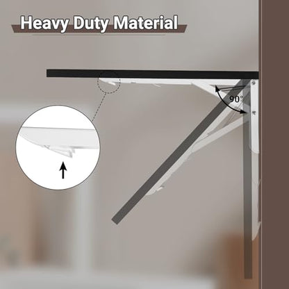 Neoaider Wall Mounted Folding Table 39.4”L x 19.7”W, Black | Laundry Folding Table with Heavy Duty Metal Collapsible Shelf Brackets, Wall Mounted Desk Fold Down for Small Spaces - color: Black, size: 39.4" x 19.7"