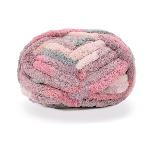 Chunky Knit Chenille Yarn for Hand Knitting Blankets, Super Soft Big Jumbo Blanket Yarn (Mixed Sakura) - color: Mixed Sakura