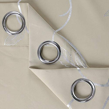 BUHUA Thermal Insulated Blackout Curtains with Striped Wave Vine Print Window Curtains for Living Room 38W×72L Beige 2 Panels - color: Beige, size: 38"W x 72"L (Pack of 2)