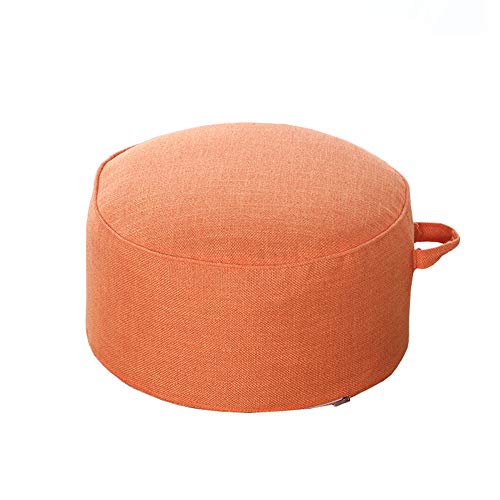 Round Pouf Foot Stools Comfortable Ottoman Floor Seat Cushion Movable Foot Rest Washable Case for Living Room, (Orange) - color: Orange