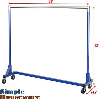 Simple Houseware Industrial Grade Z-Base Garment Rack, 63" W/500Lb, Blue - color: Blue