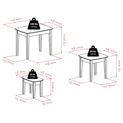 Winsome Bradley Nesting Tables, for Living Room, Walnut, Set of 3