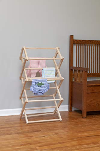 Clothes Drying Rack: Solid Maple Hard Wood Laundry Rack for Baby Clothes, Hand Towels, Delicates & More, Durable Small Folding Drying Rack, Made in USA, No Assembly Needed - color: Small