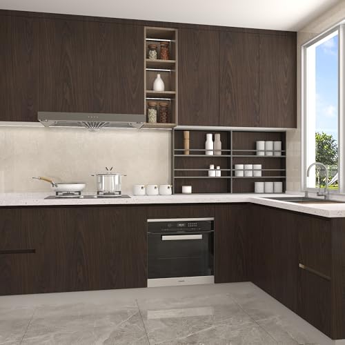 BAYYA Walnut Contact Paper Thick Matte Brown Wood Wallpaper Roll Peel Stick Kitchen Wallpaper Self-Adhesive Wood Sticker, Dark Wood Contact Paper, 24Inx118In - color: Brown, size: 24"W x 118"L