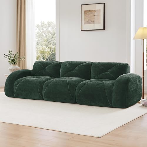 111" Velvet Modular Sofa Cama para Cuarto, Small Couches for Living Room with High Density Sponge, Cloud Loveseat with Tufted Design for Home Theater Study Space, Green - color: Green