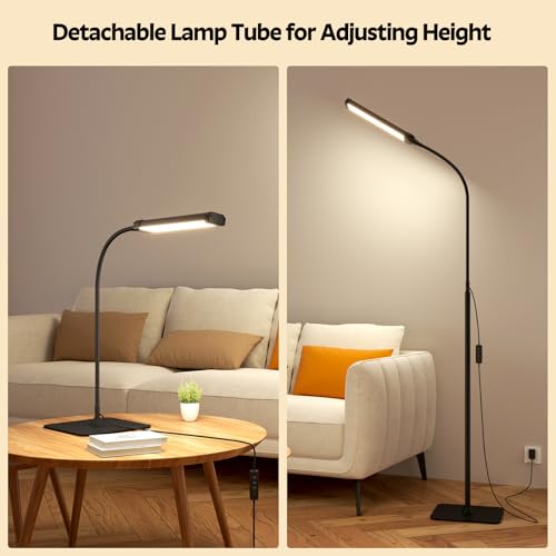 Aisutha LED Floor Lamp, Reading Lamps Adjustable Stepless Colors & Brightness Standing Lamp, Nail Tech Lamp, Lash Light for Eyelash - color: Dark Black