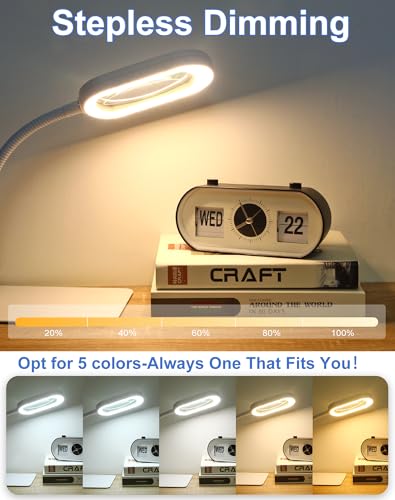IVMAIE 12X Magnifying Glass with Light and Stand Magnifier with Light Hands Free Lighted Magnifying Desk Lamp Dimmable for Close Work Craft Read Cross Stitch Sewing Repair Hobby Rectangular White - color: White