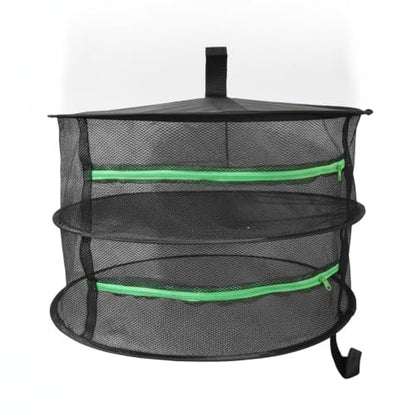 Collapsible Hanging Dryer with Zippered Mesh Layers, Space-Saving Foldable Air Drying Rack for Kitchen, Balcony, and Laundry (Black) - size: 23.62 x 23.62 x 21.65 in