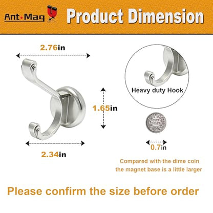 Ant Mag Magnetic Hooks Heavy Duty 140LBS, Neodymium Wall Coat Hooks 2 Pack | Strong Magnet Hooks for Hanging Coats, Robes, Backpacks, Bags, Hats, Keys, Mugs, Cups, Towels,Silver - color: Silver, size: 2 Pack