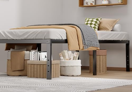 LUMUNANCE Metal Bed Frame Twin Size - 18 Inch Heavy-Duty Twin Platform Bed Frame No Box Spring Needed, Easy Assembly, Noise-Free, Sturdy Mattress Foundation, Underbed Storage Space - size: Twin, style: 18 Inch