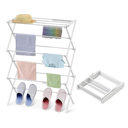 3-Tier Clothes Drying Rack Drying Rack Clothing Pure White-1pack | for Laundry - 40" x 28.8" x 14.2", Space Saving Foldable Household Indoor&Outdoor - color: Pure White