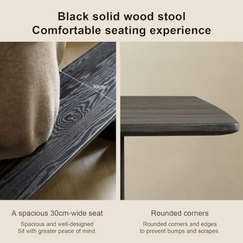 Black Wood Dining Bench, Armless Wooden Entryway Stool, Narrow Farmhouse Window Seat, Skinny Seat, Suitable for Bedroom, Living Room, Dining Room, Hallway(120x30cm/47.2x11.8in) - size: 120x30cm/47.2x11.8in