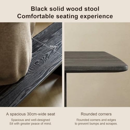 Black Wood Dining Bench, Armless Wooden Entryway Stool, Narrow Farmhouse Window Seat, Skinny Seat, Suitable for Bedroom, Living Room, Dining Room, Hallway(120x30cm/47.2x11.8in) - size: 120x30cm/47.2x11.8in