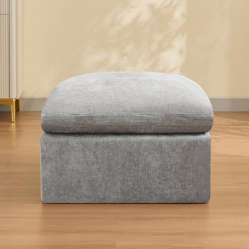 WUTUTUEE 33.5'' Cloud Ottoman for Modular Sofa, Comfy Chenille Upholstered Footrest with Memory Foam, Fully Compressed Packaging, Oversized Ottoman Bench for Living Room or Small Space, Light Grey - color: Light Grey, size: 33.5"/Ottoman
