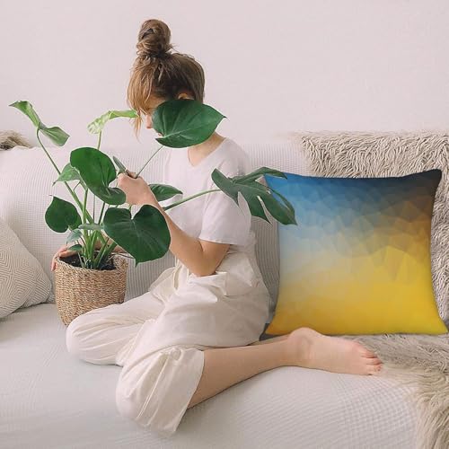 Yellow and Blue Throw Pillow Covers Abstract Polygon Style Pillow Cover 18x18 Inch Set of 2 Fractal Gradient Geometric Art Pillowcase Square Cushion Cases for Couch Bed Sofa - color: Blue Yellow, size: 18" x 18" (Pack of 2)
